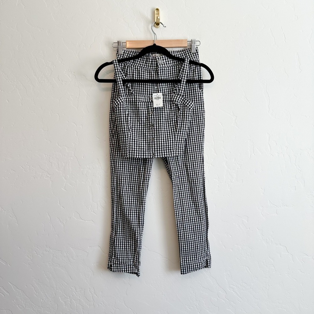 Hollister | NWT Gingham Crop Tank & High-Rise Pants Set in Black White